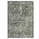 Garvee 4X6 ft Brown Green 100% Polyester Persian Area Rug, Washable Low Pile Vintage Floral Carpet, Non Slip Foldable Soft Floor Cover, 1160 gsm Distressed Oriental Print for Living Room Bedroom Dining Room, Indoor Home Decor - Brown Green
