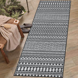 Garvee Washable Runner Rug 2x6 Hallway Runner Rug Boho Rug Indoor Non-Slip Stain Resistant Throw Floor Carpet Geometric Kitchen Rug Low Pile Moroccan Runner for Living Room Bedroom Laundry, Black - Black