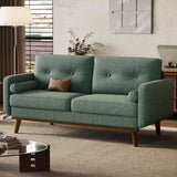 Garvee 65 In Loveseat Sofa Mid Century Modern Linen Upholstered 2 Seater Deep Seat Green - Green-Linen