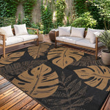 Garvee Outdoor Rug Waterproof Reversible Plastic Straw Rug 10x14 Black&Brown for Patio Backyard RV Camping Beach - Black/Brown