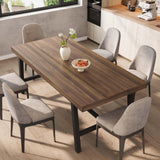 Garvee Industrial Dining Table for 6~8 People, 78.7" Long Rectangle Dining Table, Wooden Kitchen Table with Sturdy Metal Frame, Dinner Table, Dining Room Table for Kitchen, Dining Room-Brown - brown