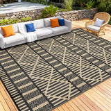 Garvee 9x12 Reversible Outdoor Rug Waterproof Camping Mat for Patio Deck RV Backyard Balcony Porch Lightweight Plastic UV Resistant - Black Coffee
