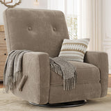 Garvee Nursery Recliner Chair 360° Swivel Rocking Glider with Adjustable Backrest & Footrest Light Brown Corduroy for Living Rooms Bedrooms Apartments - Light Brown - Corduroy