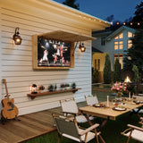 Garvee 55 in Outdoor TV Enclosure Solid Wood Weatherproof Cover With 4D Adjustable Mount Fold-Up Door For Patio Beach Black - Original Rubber Wood