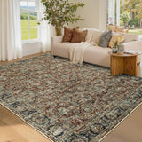 Garvee Washable Area Rugs 5x7 Rug for Living Room Vintage Non Slip Large Area Rug Red 5 ft x 7 ft - Disitressed|Red