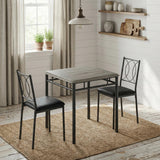 Garvee Farmhouse Dining Table Set for 2 with Upholstered Chairs, Space-Saving Apartment Dining Furniture, Grey - Grey