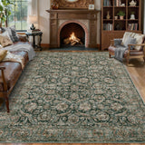 Garvee Washable Rug 8x10 Vintage Non Slip Area Rugs for Living Room Bedroom Dining Room Black - Distressed|Black
