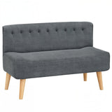 Garvee Compact 2-Seater Sofa Linen Look Grey, Modern Design, Thick Cushioning, Solid Eucalyptus Wood Frame, Small Living Rooms