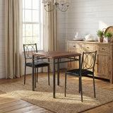 Garvee Farmhouse Dining Table Set for 2 with Upholstered Chairs, Space-Saving Apartment Dining Furniture, Walnut - Walnut