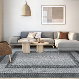 Garvee Bordered Grey 5x7 Braided Collection Area Rug, Modern, Washable, Non-Slip, Low Pile Polyester - Grey, Vintage Country Cottage - Indoor Use - Grey