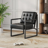 Garvee Mid Century Accent Chair PU Leather Armchair Metal Legs Living Room Bedroom Office Durable Upholstery Sleek Design
