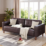 Garvee 3-Seater Sofa Couch Faux Leather Spring Cushion Living Room Bedroom Office 83" Dark Brown - Dark Brown