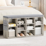 Garvee Shoe Bench Entryway Storage + Adjustable Shelf + Cushioned Seat + Particleboard + Removable Cover + 41 inch, Grey - Grey