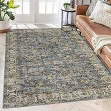 Garvee 8x10 Area Rugs Non Slip Vintage Blue Washable Rug for Living Room Bedroom Dining Room Nursery - Blue