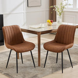 Garvee Dining Chairs Set of 2 Black Faux Leather for Kitchen Dining Room, Comfortable Mid Century Modern Chair with Metal Legs, Upholstered Side Chair