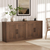 Garvee 70.8" Sideboard Buffet Cabinet with Storage, Mid Century Modern Accent Cabinet, Brown, 70.87" W x 14.37" D x 31.50" H