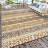 Garvee Outdoor Plastic Straw Rug 9x12 Waterproof Patio Rug for Yard Deck Camping Grey Brown/Tan - Brown/Tan