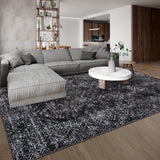 Garvee Washable Rugs 5x7 Rug for Living Room Modern Vintage Non Slip Large Area Rug Bedroom Decor Black - Moroccan|Black