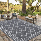Garvee Outdoor Rug 10'x20' Reversible Waterproof Plastic Straw Patio Mat Grey/White for RV Camping Deck Beach Picnic - Grey/White