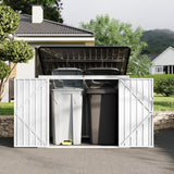 Garvee 3x6 ft Garbage Bin Shed Metal Trash Can Storage Outdoor Waterproof Black Sloping Roof