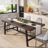 Garvee Industrial Dining Table for 6-8 People, 70.87" Long Wooden Kitchen Table with Sturdy Metal Frame, Rustic Birch, 71" Non-extendable
