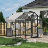 Garvee Large Outdoor Cat Enclosure with UV Cover, Aluminum Frame, Platforms & Side Door, Weatherproof, 70"x48"x76", Multi-Cat Catio - Black+Grey