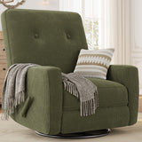 Garvee Nursery Recliner Chair 360° Swivel Rocking Glider Adjustable Backrest Footrest Green Compact Cozy - Green - Corduroy