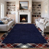 Garvee 8x10 Area Rugs Washable Non-Slip Rugs for Living Room , Modern Soft Low Pile Carpet, Thin Contemporary Accent Throw Rug, Indoor Non-Shedding Design, and Floor Decoration Mat, Dark Blue - Dark Blue