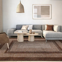 Garvee Bordered Brown 5x7 Braided Washable Rug, Low Pile Non-Slip Polyester Vintage Farmhouse Carpet for Living Room Bedroom