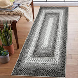Garvee Bordered Grey 2x6 Runner Rugs, Washable Rug Area Rug Modern Hallway Floor Mat Boho Rug Retro Distressed Carpet Grey BordeGrey Country Accent Rug Non Slip Bathroom Kitchen Bedroom Living Room - Grey