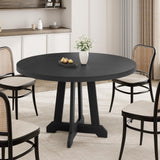 Garvee Round Dining Table for 4-6, Black Wooden Kitchen & Dining Room Furniture, 47-Inch, Space Saving - Black