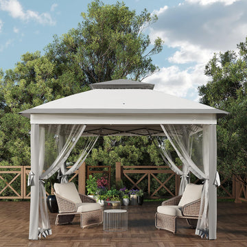 Garvee 11'x11 Pop-Up Gazebo with Mosquito Nettings, Steel Frame, Waterproof UV Proof for Patio Garden Party Grey
