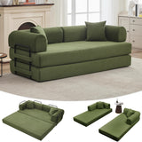 Garvee 79" Convertible Sleeper Sofa Bed Couch, 4-in-1 Boneless Corduroy Folding Sofa Bed with Pillow, Living Room, 78.7x36.2x30.3 in, Green - Corduroy | Green