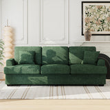 Garvee Modern 86" Corduroy Sofa - Deep Seat Couch With Removable Cover & 2 Throw Pillows For Small Space Apartment & Lounge, Green - Green