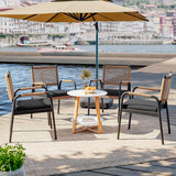 Garvee 4-Piece Outdoor Rattan Lounge Chairs Set With Cushions, Weatherproof PE Rattan, Metal Frame, Ergonomic Design For Garden And Patio, Versatile, Black - Schwarz-4 Stück