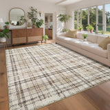 Garvee 6x9 Area Rugs Washable Beige Rugs for Living Room, Large Neutral Soft Bedroom Throw Rug, Non-Slip Stain Resistant Thin Floor Carpet for Playroom Dining Room Home Office Decor 6'x9' Beige - Plaid|Beige