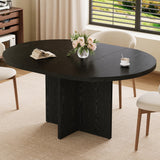 Garvee 43.3''-59'' Extendable Round Dining Table with Removable Leaves for Dining Room Kitchen Living Room Black - Black