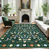 Garvee Floral Rug Vintage Washable Non-Slip Living Room Carpet 5x7 Green