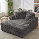 Garvee Oversized Chaise Lounge Chair Indoor Upholstered Cozy Reading Chair with Throw Pillows, Armrests, 60 in, Grey - Grey