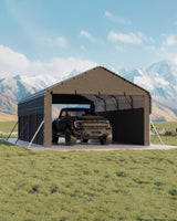 Garvee 12x20x9 ft Metal Carport Enclosed with Heavy Duty 220 g Tarp, Gable End Doors, Sidewalls for Full-Size Pickup Trucks, Bass Boats, Tractors, Steel Frame, Weather Resistant