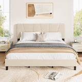 Garvee King Size Bed Frame with Adjustable Headboard, Linen Upholstered, Strong Wooden Slats, Mattress Foundation, Easy Assembly, No Box Spring Needed