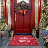 Garvee Indoor Door Mat Non-Skid Christmas Decorative Doormat Xmas Welcome Doormat Washable Floor Mats Low Pile Front Door Mat for Bedroom Living Room Kitchen Nursery, 20" x 32" Red