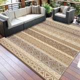 Garvee Outdoor Rug Waterproof Reversible Large Patio Mat 9x18 Plastic Straw Durable UV-Resistant Portable Camping RV Deck - Brown/Tan