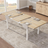 Garvee Extendable Dining Table 43.7"-63" Rectangular Wooden Kitchen Table Metal Legs Space-Saving Modern Natural Wood Grain Finish - Natural Wood