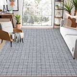 Garvee Washable 10x13 Area Rugs Large Rug Solid Checkered Rug Machine Washable Solid Rug Farmhouse Rugs Carpet Non Slip Low Pile Area Rug for Living Room Bedroom Farmhouse 9x12 - Grey