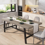 Garvee Industrial Dining Table for 6-8 People, 70.87" Long Wooden Kitchen Table with Sturdy Metal Frame & Walnut Finish, Grey Walnut