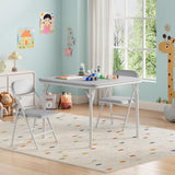 Garvee 3-Piece Kids Folding Table and Chairs Set for Toddlers, Activity Table and Chairs for Dining Room, Daycare, Classrooms, Foldable, Soft PU Leather, Metal Frame