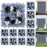 Garvee Flower Wall Panels Backdrop Artificial Silk Hydrangea Floral Wall for Wedding Baby Shower Anniversary Graduation Photo Booth Party Decoration 15x15 Inch - Blue