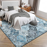 Garvee Rugs 8x10 for Living Room, Ultra-Thin Soft Carpet, Faux Wool, Non-Slip, Washable, Pet-Friendly, Blue/Grey - Grey-Blue