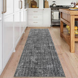Garvee Washable 2x6 Runner Rug Non-Slip Stain-Resistant Premium Faux Wool Low-Pile Durable Grey For High-Traffic Areas - Gray